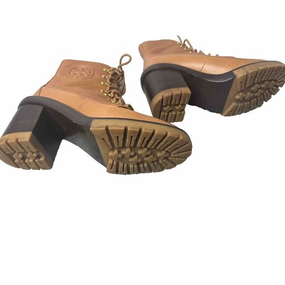 TORY BURCH  MILLER LUG SOLE BOOTIE 95MM in TOASTED CARAMEL  AUTHENTIC!  NWT - Picture 4 of 10